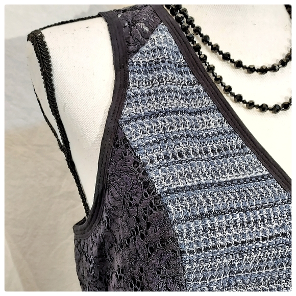 Rebecca Taylor A-Line Tweed and Lace Mini Dress - Picture 2 of 8